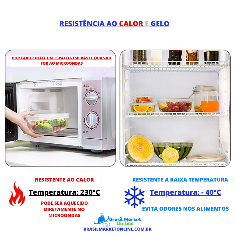 KIT Tampa Hermética de Silicone acessórios de cozinha armazenamento de geladeira