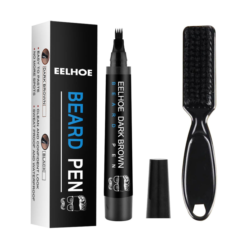 Caneta Reparadora Preta & Marrom Para Falhas de Barba e sobrancelhas + Escova Exclusivo Beard Pen