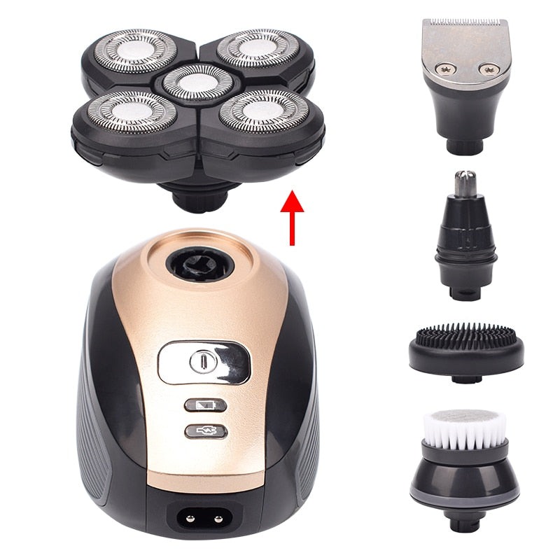 Barbeador elétrico BLADER PRO 5D cabeças flutuantes 5 em 1 masculino recarregável barba, nariz, orelha, aparador de pelos, aparador de precisão,