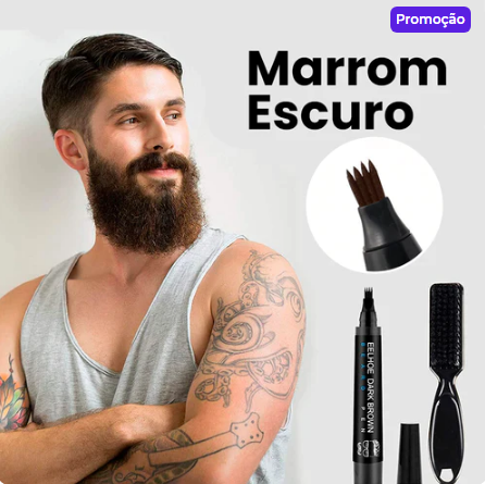 Caneta Reparadora Preta & Marrom Para Falhas de Barba e sobrancelhas + Escova Exclusivo Beard Pen