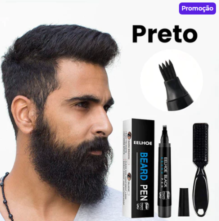 Caneta Reparadora Preta & Marrom Para Falhas de Barba e sobrancelhas + Escova Exclusivo Beard Pen