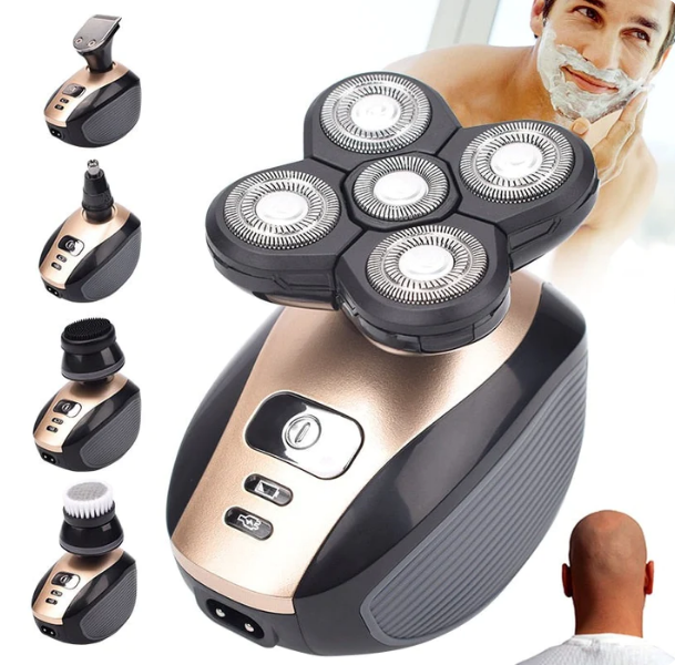 Barbeador elétrico BLADER PRO 5D cabeças flutuantes 5 em 1 masculino recarregável barba, nariz, orelha, aparador de pelos, aparador de precisão,