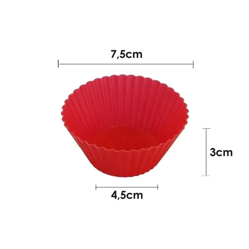 Formas Silicone Mini Cupcake Bolo Muffin Assadeira Kit Com 12 Unidades