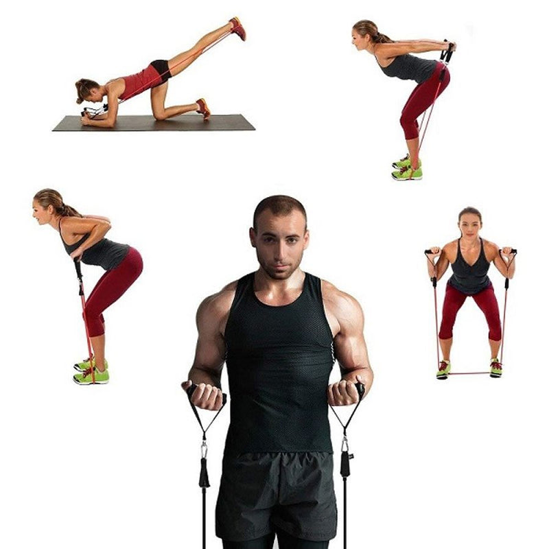 Kit Extensor Elástico 11 Peças Exercícios Fitness Pilates