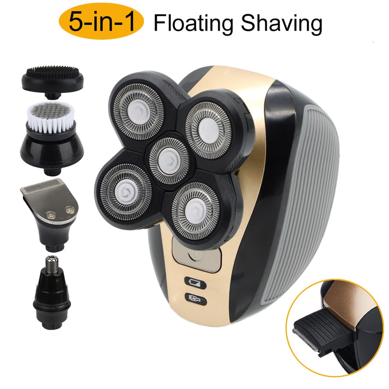 Barbeador elétrico BLADER PRO 5D cabeças flutuantes 5 em 1 masculino recarregável barba, nariz, orelha, aparador de pelos, aparador de precisão,