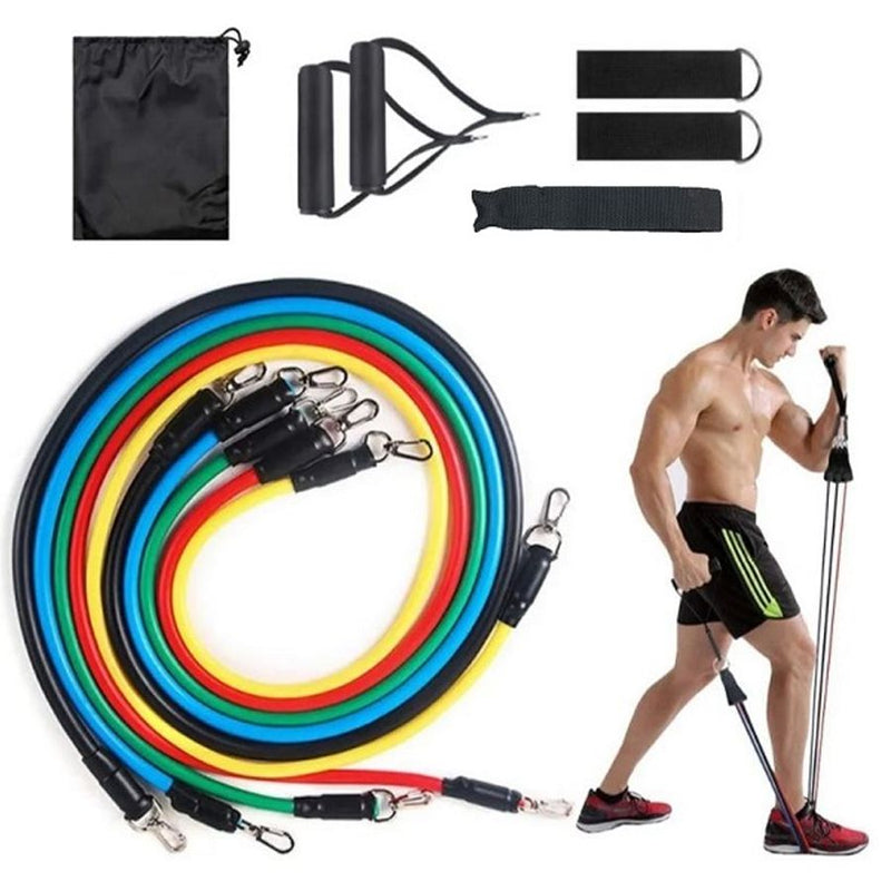 Kit Extensor Elástico 11 Peças Exercícios Fitness Pilates